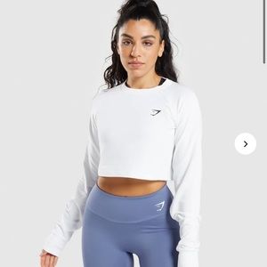 Gymshark training cropped sweater, white, small